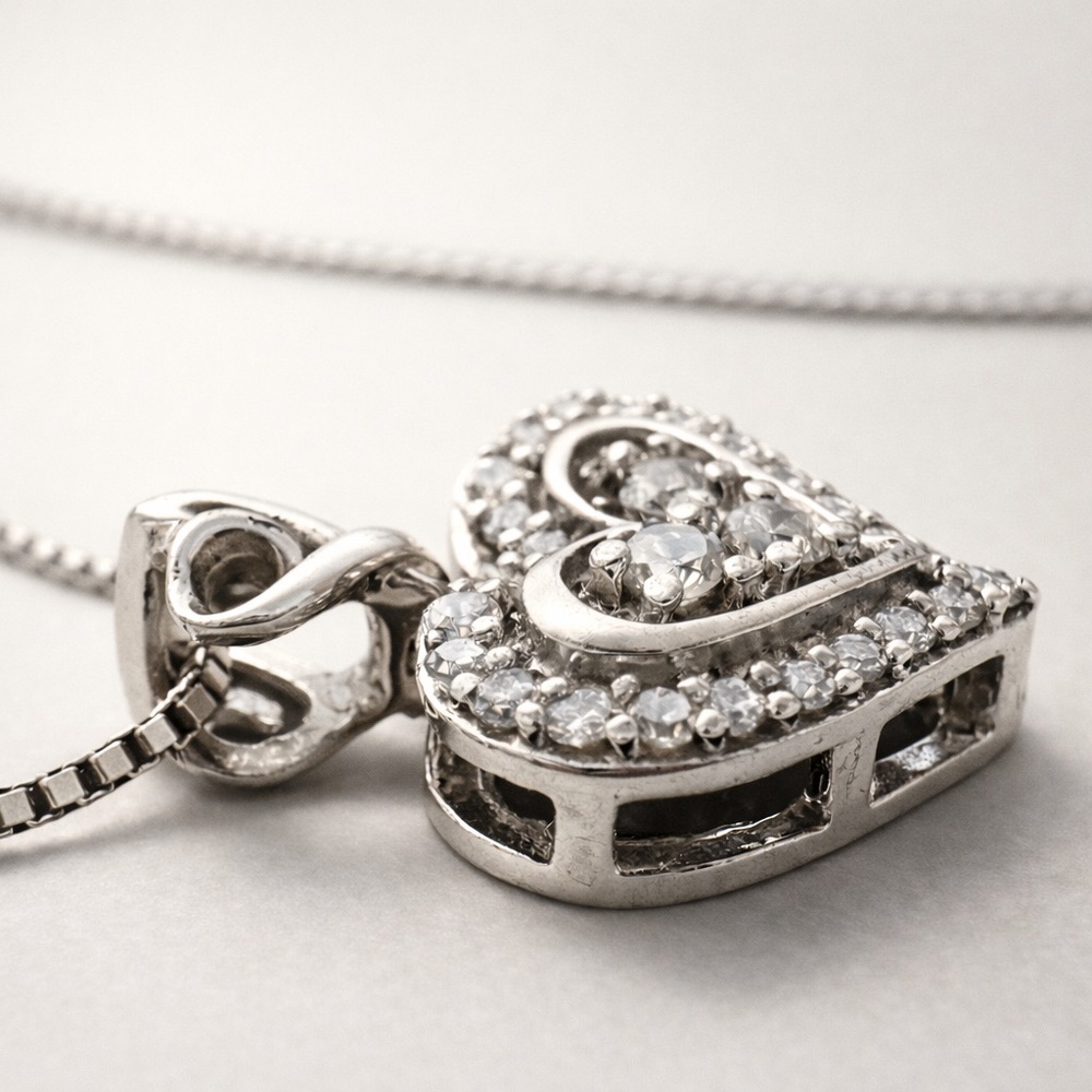 Hallmark 1/5 CT Lab Diamond Heart Pendant 925 Sterling Silver Necklace 18” - Picture 3 of 9